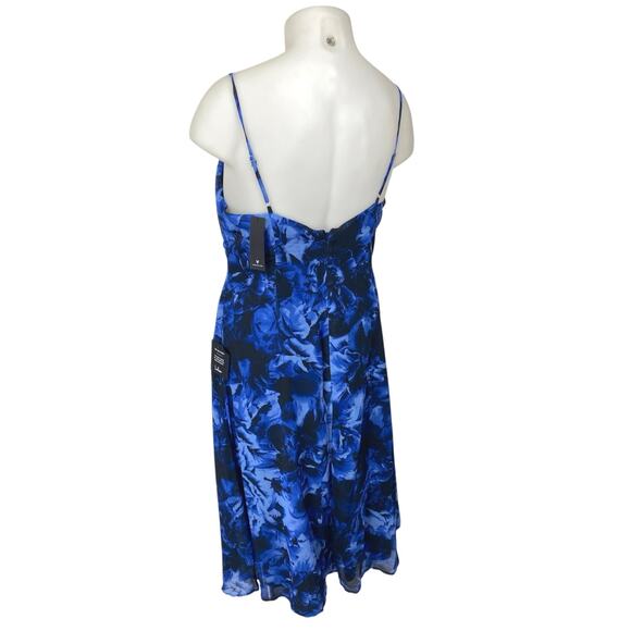 NEW Lulus Blue Floral Silk Satin Cami Camisole Cowl Neck Midi Slip Tank Dress XL - Picture 2 of 5